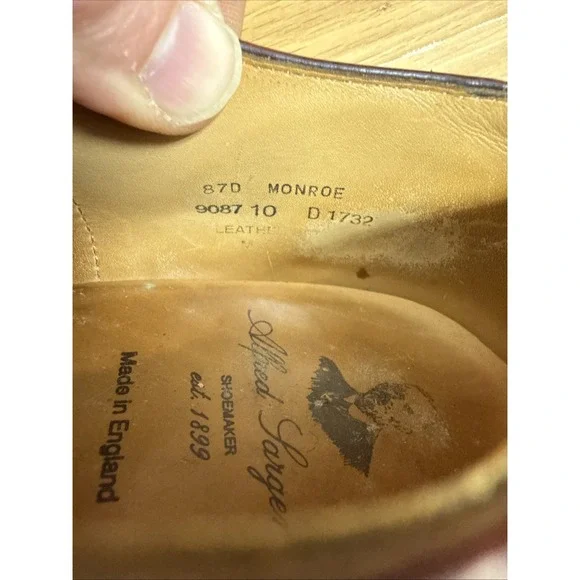 Alfred Sargent Made In England "Monroe" Burgundy Captoe Oxfords Shoes Men's 10D - Picture 6 of 7